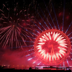 Колесо огляду «Лондонське око» під час новорічного святкування 2026 в Лондоні, Велика Британія